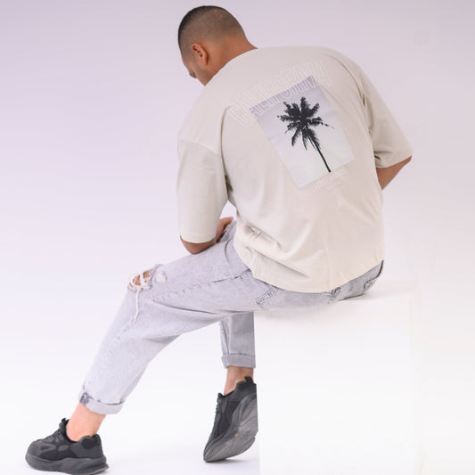 Oversized California T-shirt In Beige